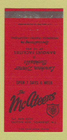 Matchbook Cover - McAteers Restaurant Somerset NJ 30 Strike