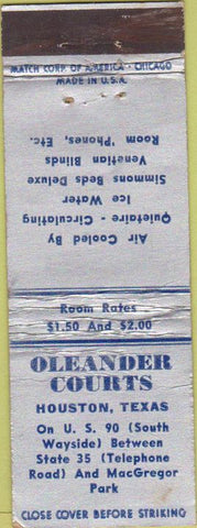 Matchbook Cover - Oleander Courts Houston TX WEAR