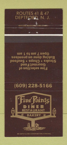 Matchbook Cover - Five Points Diner Deptford NJ 30 Strike