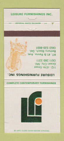 Matchbook Cover - Leisure Furnishings Bethany Beach DE Ocean City MD 30 Strike