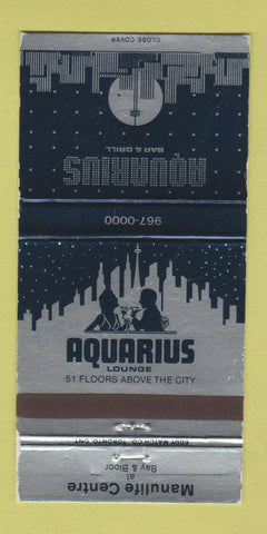 Matchbook Cover - Aquarius Bar Grill Toronto ON 30 Strike
