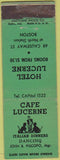 Matchbook Cover - Cafe Lucerne Boston MA CREASE
