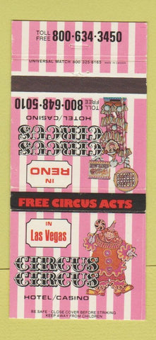 Matchbook Cover - Circus Circus Casino Las Vegas Reno NV 30 Strike