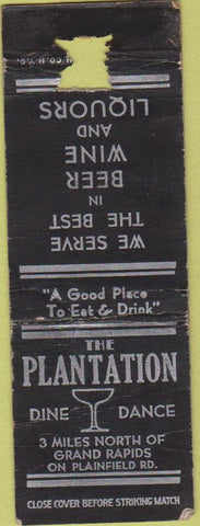 Matchbook Cover - The Plantation Grand Rapids WORN