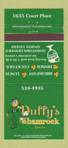 Matchbook Cover - Duffy's Shamrock Denver Colorado 30 Strike