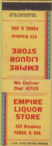 Matchbook Cover - Empire Liquor Store Fargo ND