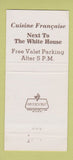 Matchbook Cover - Maison Blanche Washington DC 30 Strike