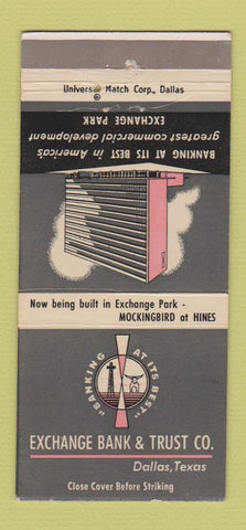 Matchbook Cover - Exchange Bank and Trust Dallas TX 30 Strike