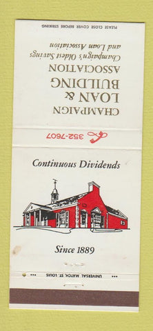 Matchbook Cover - Champaign Loan and Building Association IL 30 Strike