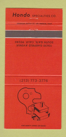 Matchbook Cover - Hondo Specialties South Gate CA die supply press 30 Strike