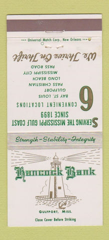 Matchbook Cover - Hancock Bank Gulfport MS 30 Strike