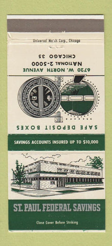 Matchbook Cover - St Paul Federal Savings Chicago IL 30 Strike