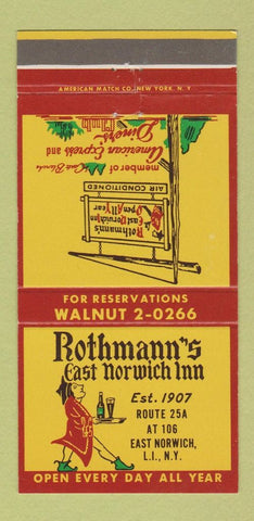 Matchbook Cover - Rothmann's East Norwich Inn LI NY 30 Strike