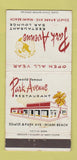 Matchbook Cover - Park Avenue Restaurant Miami Beach FL WEAR 30 Strike