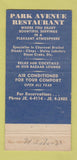Matchbook Cover - Park Avenue Restaurant Miami Beach FL WEAR 30 Strike