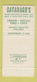Matchbook Cover - Cavanagh's Restaurant New York City 30 Strike