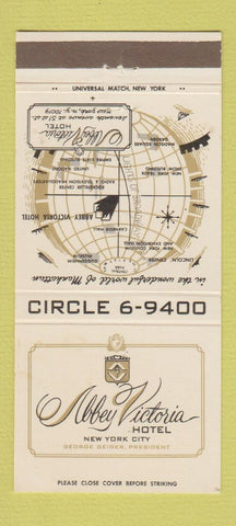 Matchbook Cover - Abbey Victoria Hotel New York City 30 Strike