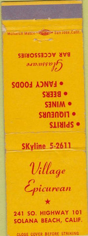Matchbook Cover - Village Epicurean Solana Beach CA WEAR