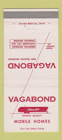 Matchbook Cover - Vagabond Mobile Homes Brighton MI Kingman AZ 30 Strike