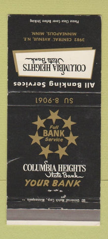 Matchbook Cover - Columbia Hights State Bank Minneapolis MN WEAR 30 Strike