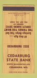 Matchbook Cover - Cedarburg State Bank WI 30 Strike