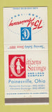 Matchbook Cover - Citizens Savings and Loan Painesville OH 1964 30 Strike
