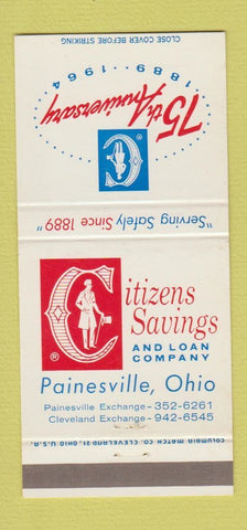 Matchbook Cover - Citizens Savings and Loan Painesville OH 1964 30 Strike
