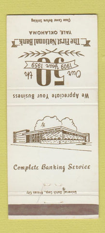 Matchbook Cover - First National Bank Yale OK 1959 30 Strike