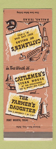 Matchbook Cover - Cattlemen's Steak House Dallas TX Fort Worth