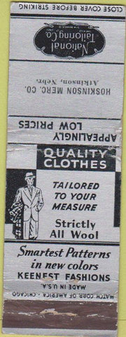 Matchbook Cover - Natioanl Tailoring Co Atkinson NE wear