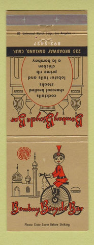 Matchbook Cover - Bombay Bicycle Bar Oakland CA