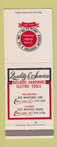 Matchbook Cover - Adolph Soeffing Hardware Camden NJ Philadelphia PA