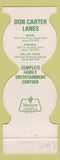 Matchbook Cover - Don Carter Bowling Lanes Miami Tamarac FL