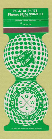 Matchbook Cover - Crystal Woods Golf Club Woodstock IL