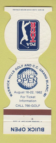 Matchbook Cover - PGA Tour Golf Buick Open Warwick Hills Grand Blanc MI 1982
