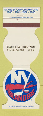 Matchbook Cover - New York Islanders Hockey RMS Editor Election 1983-84