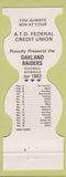 Matchbook Cover - Oakland Raiders Football 1982 ATD Credit Union