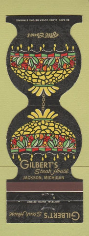 Matchbook Cover - Gilbert's Steak House Jackson MI