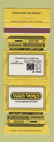 Matchbook Cover - Video World Movie Store VHS Milwaukee Waukesha WI