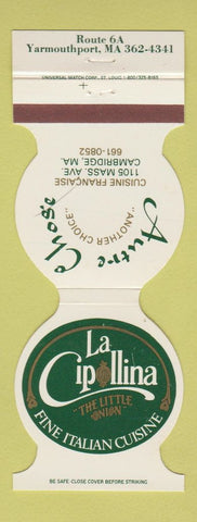Matchbook Cover - La Cipollina Italian Restaurant Cambridge Yarmouthport MA