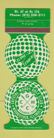 Matchbook Cover - Crystal Woods Golf Club Woodstock IL