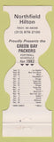 Matchbook Cover - Green Bay Packers Football Hilton Troy MI 1982