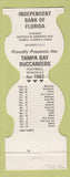 Matchbook Cover - Tampa Bay Buccaneers Football 1982 Bank Tampa FL