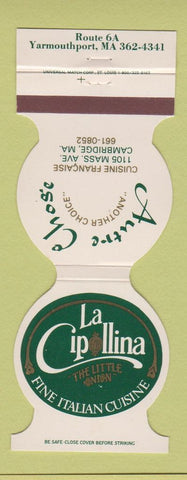 Matchbook Cover - La Cipollina Autre Chose French Cambridge Yarmouthport MA