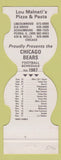Matchbook Cover - Chicago Bears Football 1987 Lou Malnati's Pizza