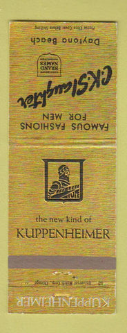 Matchbook Cover - Kuppenheimer Men's Clothes CK Slaughter Daytona Beach CA