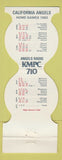 Matchbook Cover - California Angeles Baseball 1982 KMPC Radio 710