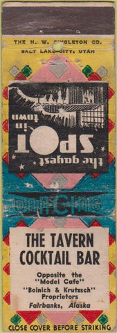 Matchbook Cover - Tavern Cocktail Bar Fairbanks AK POOR girlie back