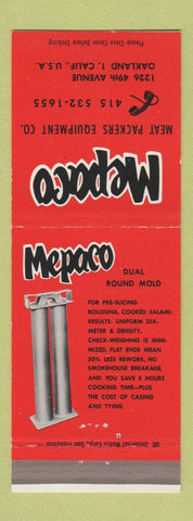 Matchbook Cover - Mepaco Meat Packing Equipment Oakland CA