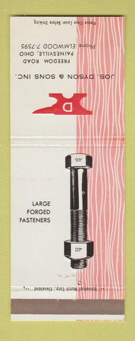 Matchbook Cover - Jos Dyson & Sons Fasteners Painesville OH